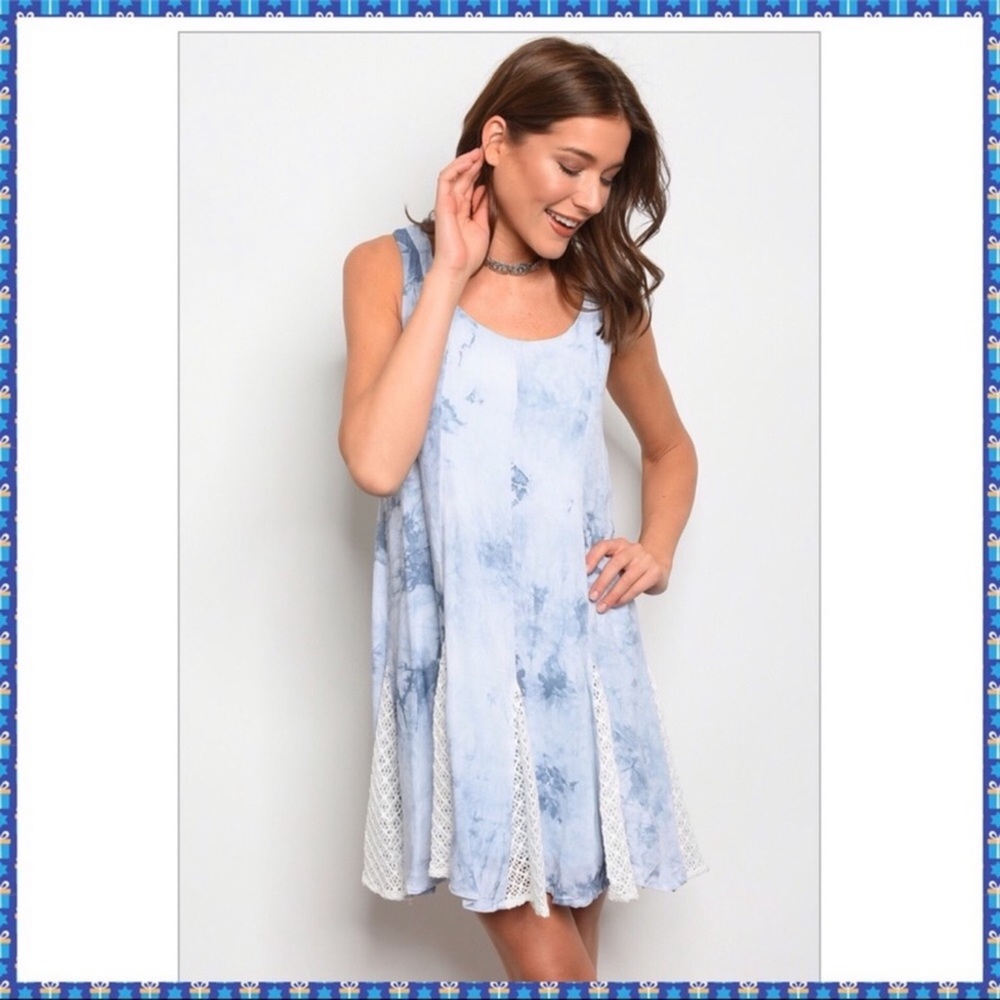 Blue Tie Dye Sleeveless Dress - Picture 5 of 5
